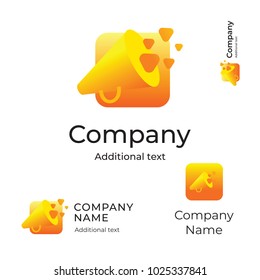 Speaker Modern Logo. Bright Identity Brand Symbol App Icon and Button. Concept Set Template Vector