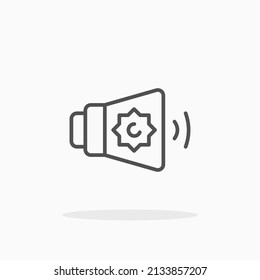 Lautsprechermoschee-Symbol. Bearbeitbarer Strich und Pixel perfekt. Kann für digitale Produkte, Präsentationen, Print-Design und mehr verwendet werden.