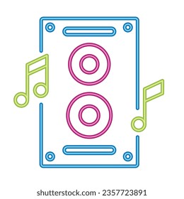 speaker music neon audio icon isolated vector