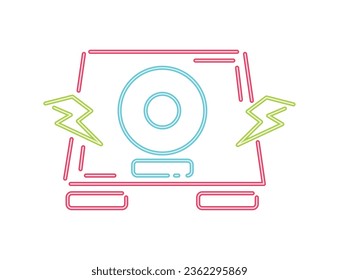 speaker music neon glow icon isolated vector