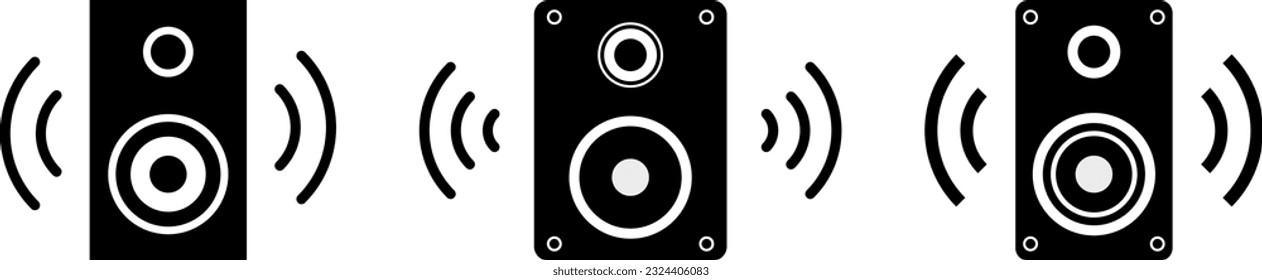 Lautsprecher, Musiksystem, Audiobox, Symbol-Kollektion für Soundsysteme. Einfache Vektorgrafik