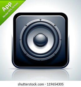 Speaker musical app icon. Vector illustration.