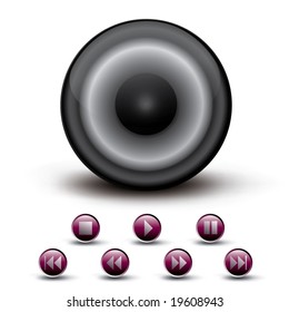 speaker with musical icon set / vector illustration