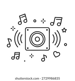 Alto-falante com notas musicais ao redor