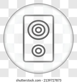 Lautsprecher musikalische einfache Symbol. Flaches Design. Glasknopf auf transparentem Raster.ai