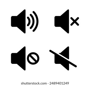 Speaker and mute audio icon in generic style. Sound level and volume off concept