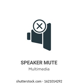 Speaker mute glyph icon vector on white background. Flat vector speaker mute icon symbol sign from modern multimedia collection for mobile concept and web apps design.