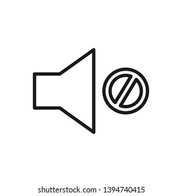 Speaker mute icon isolated in line style. No sound icon. Mute icon. Volume Off symbol. Vector Illustration