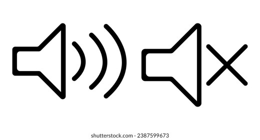 Ilustrador de la línea de iconos Altavoz y Silencio