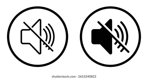 Speaker mute icon. Sound volume icons set with different signal levels on white background.