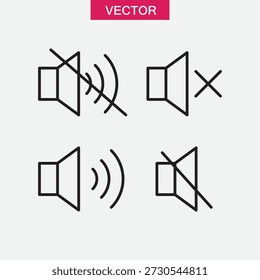 Speaker Mute Icon Vector on White Background, Sound Off Speaker Symbol Vector Illustration..eps
