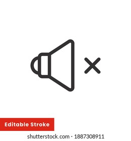 Speaker mute line icon for web template and app. Editable stroke vector illustration design on white background. EPS 10