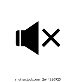 Speaker with Mute Symbol Icon Representing Silent Audio