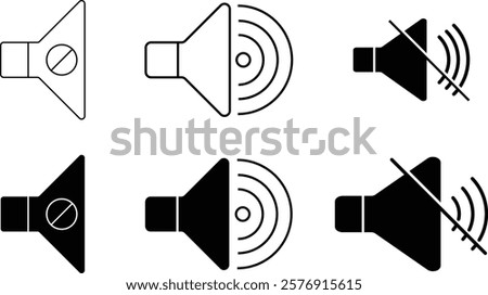 Speaker and mute volume icon vector in trendy style, do not disturb sign, no speaker sign. no sound line icon, Volume Off symbol