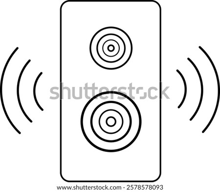 Speaker and mute volume icon vector in circle line. Sound, Music player icon set with play, pause,
