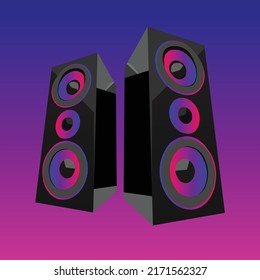 speaker Neon Art Design - vector illustration.