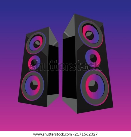 speaker Neon Art Design - vector illustration.
