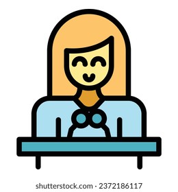 Speaker news icon outline vector. Tv media. Camera reporter color flat