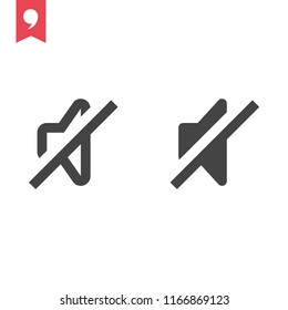 Speaker with no sound, volume vector icon, mute symbol