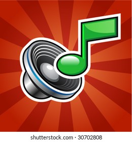 Speaker and note. Vector.