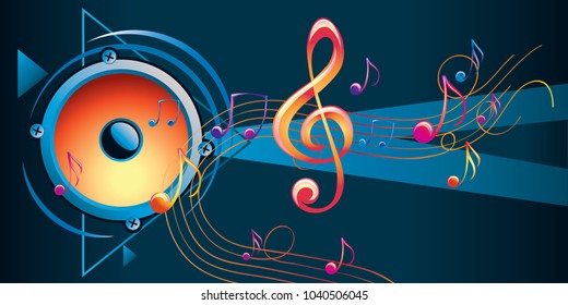 Alto-falante com notas - design musical