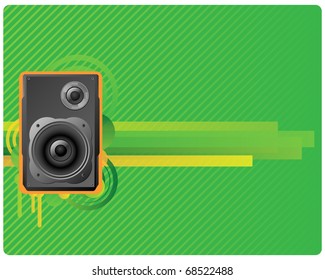 Speaker on green striped background. Vector organized in layers for usability.