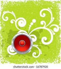 Speaker on green vintage background