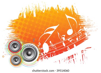 speaker on grunge retro wave lien background,vector illustration