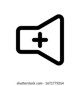 speaker on, louder speaker, add volume outline icon design