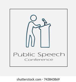 Speaker on podium vector icon eps 10. Speech symbol. Simple isolated illustration.
