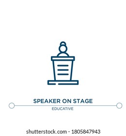 speaker on stage vector line icon. Simple element illustration. speaker on stage outline icon from educative concept. Can be used for web and mobile
