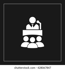 speaker on tribune icon. speaker on tribune vector illustration