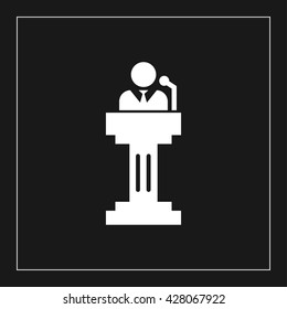 speaker on tribune icon. speaker on tribune vector illustration