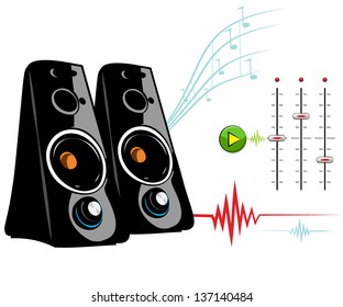 Speaker on white background. Recording Studio