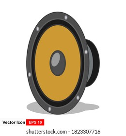 Speaker on white background vector concept. Sound speaker illustration in modern flat style. Color picture for design web site, web banner, printed material.  