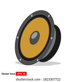 Speaker on white background vector concept. Sound speaker illustration in modern flat style. Color picture for design web site, web banner, printed material.  