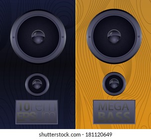 Speaker on wood board. Vector illustration.