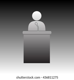 Speaker orator man sign. Gradient icon on gradient background.