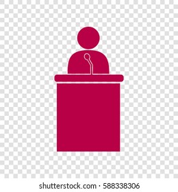 Speaker orator man sign. Vector. Bordo icon on transparent background.