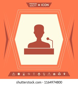 Speaker, orator speaking from tribune icon