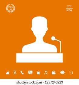 Speaker, orator speaking from tribune icon. Graphic elements for your design