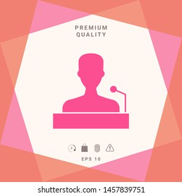 Speaker, orator speaking from tribune icon. Graphic elements for your design