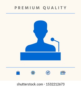 Speaker, orator speaking from tribune icon. Graphic elements for your design
