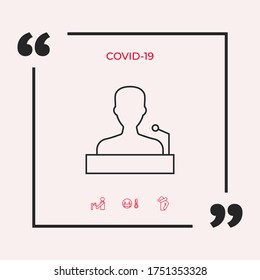 Speaker, orator speaking from tribune - line icon. Graphic elements for your design