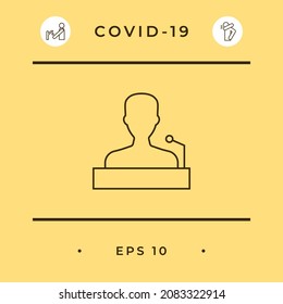 Speaker, orator speaking from tribune - line icon, elements for your design