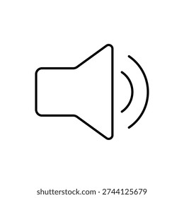 Speaker Outline Icon Isolated on White Background. Audio and Sound System Symbol. Vector Illustration