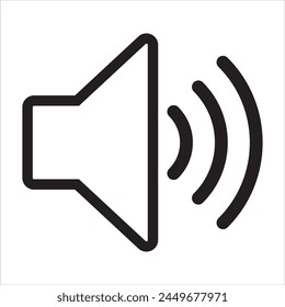 Icono de contorno de altavoz Ilustración vectorial aislada sobre fondo blanco. Icono de volumen. Vector de iconos de altavoces. Audio. Símbolo de sonido, alto volumen