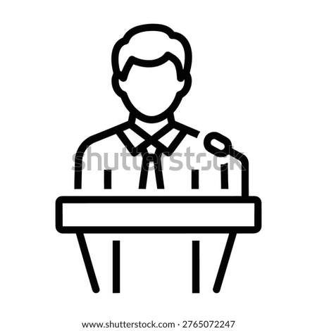 Speaker person at podium with microphone icon with business speaker public speaking