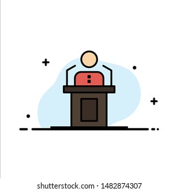 Speaker, Person, Presentation, Professional, Public, Seminar, Speech  Business Flat Line Filled Icon Vector Banner Template