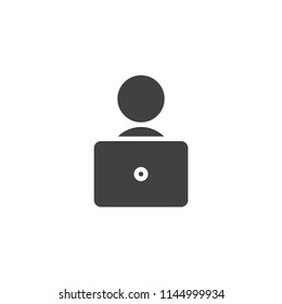 Speaker person vector icon. filled flat sign for mobile concept and web design. Blogger simple solid icon. Symbol, logo illustration. Pixel perfect vector graphics